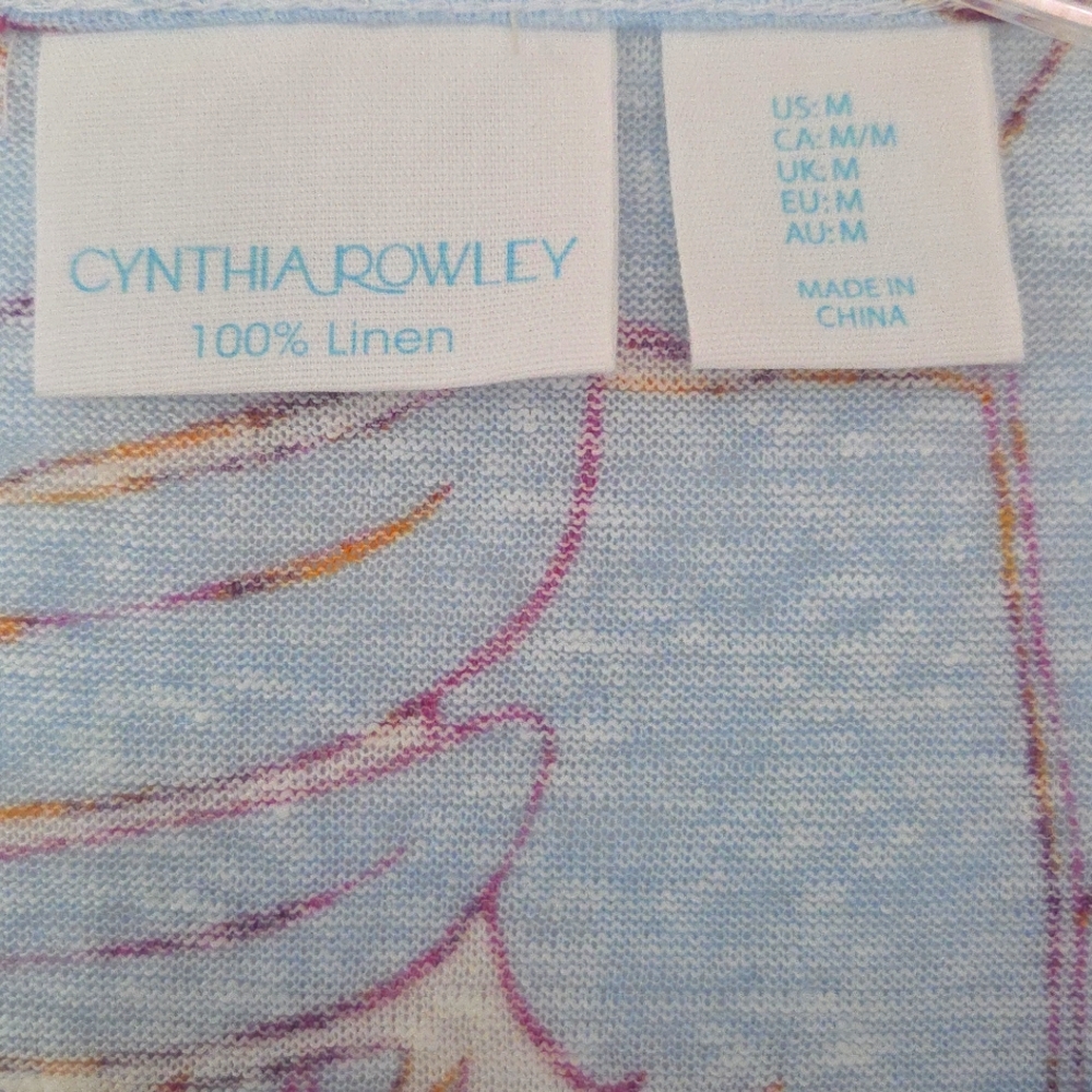 Cynthia Rowley Light Blue and Purple Leaf Blouse - Picture 3 of 9